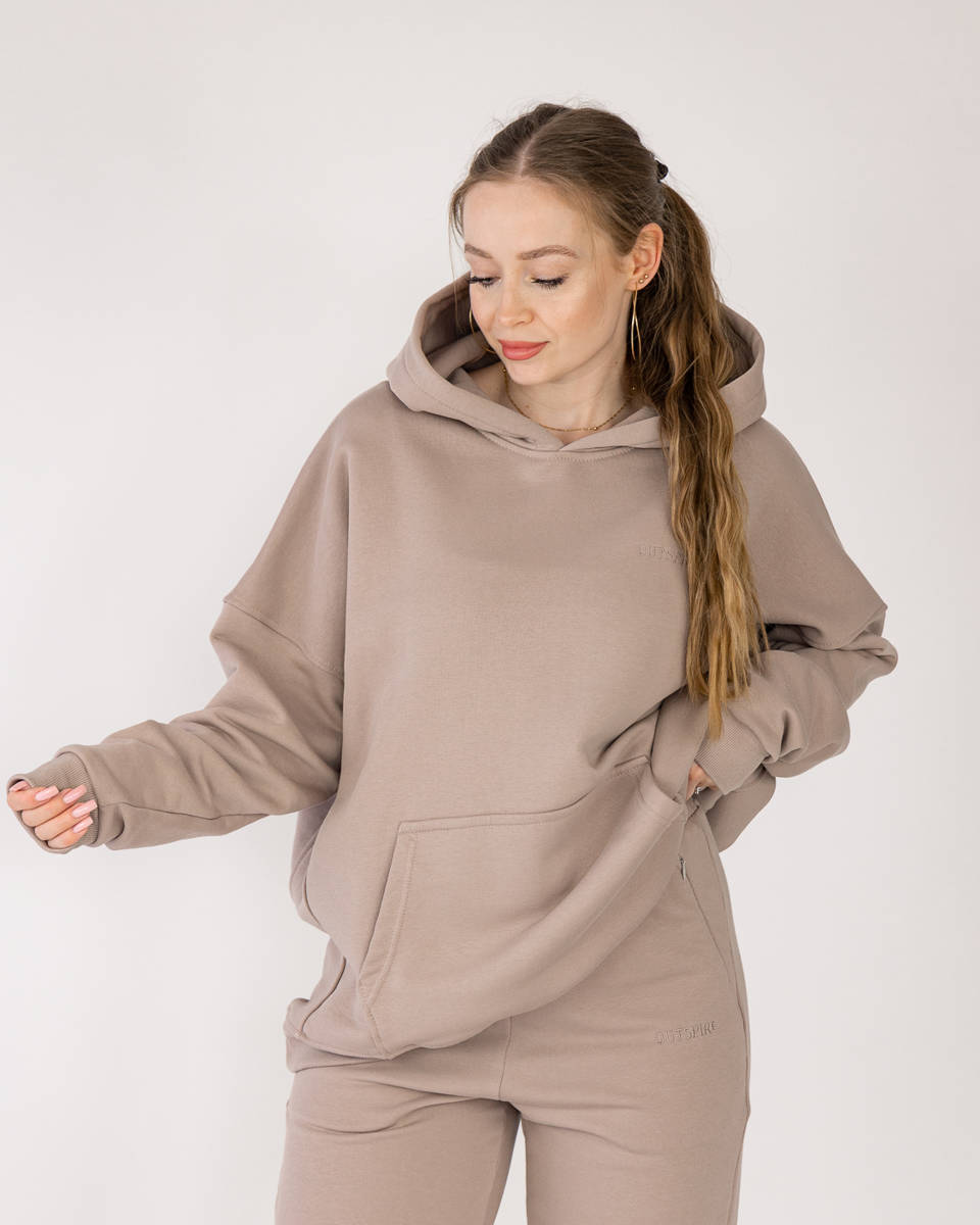 ESSENTIAL OVERSIZED HOODIE - LIGHT TAUPE